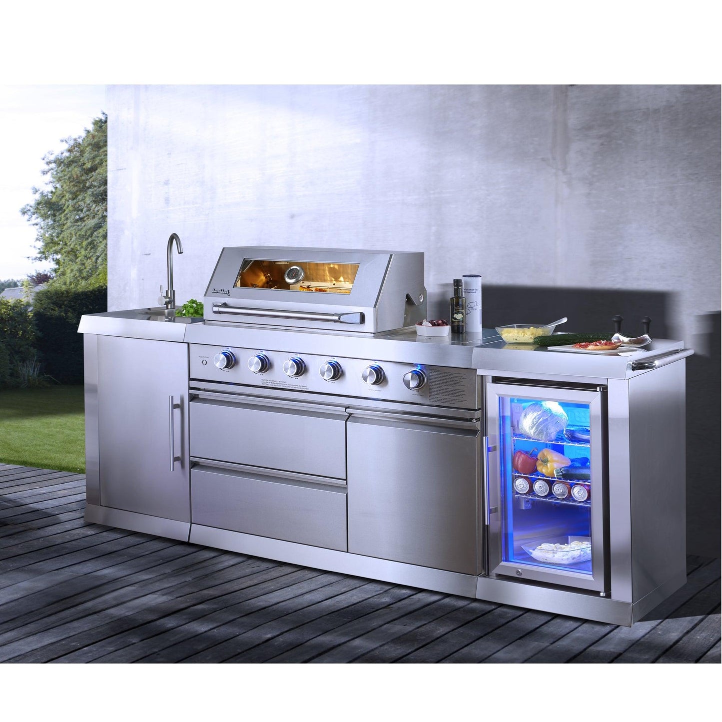 Buschbeck Oxford 4 Burner Gas BBQ Outdoor Kitchen with Fridge and Sink